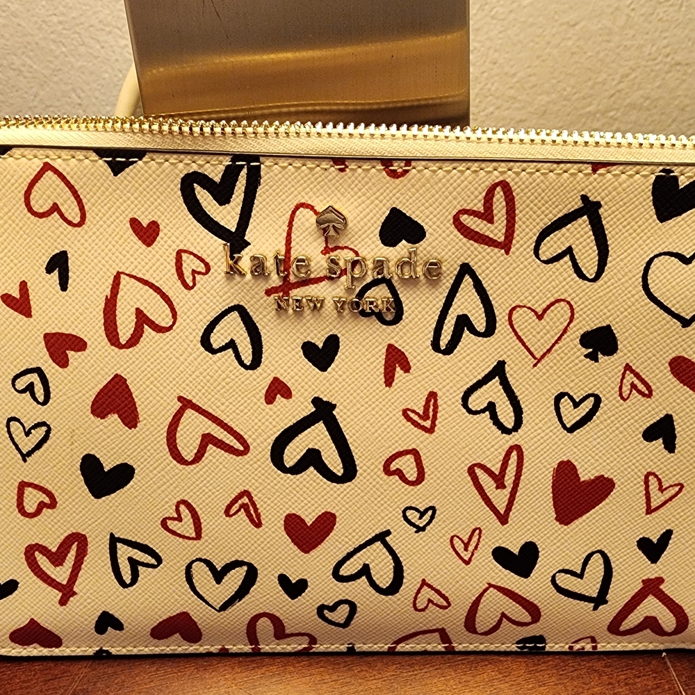 Kate Spade Heart Print Women's Bag - Cream, Red, Black